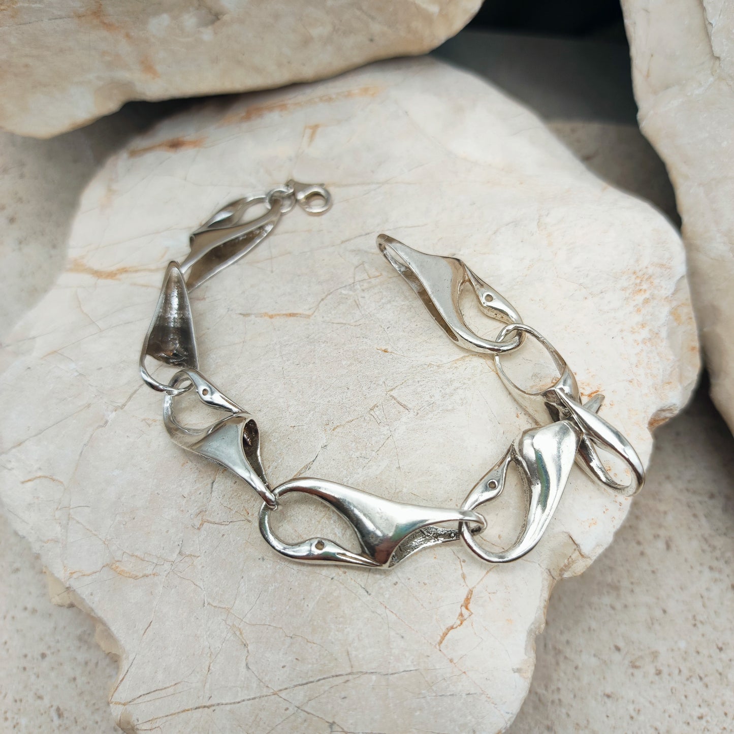 Silver Modernist Swan Bracelet by Brunel