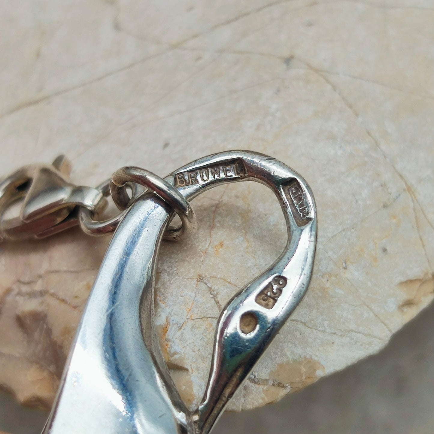 Silver Modernist Swan Bracelet by Brunel