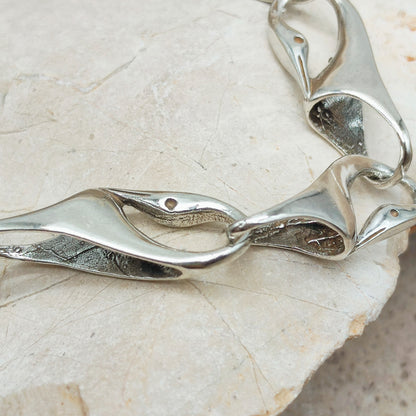 Silver Modernist Swan Bracelet by Brunel