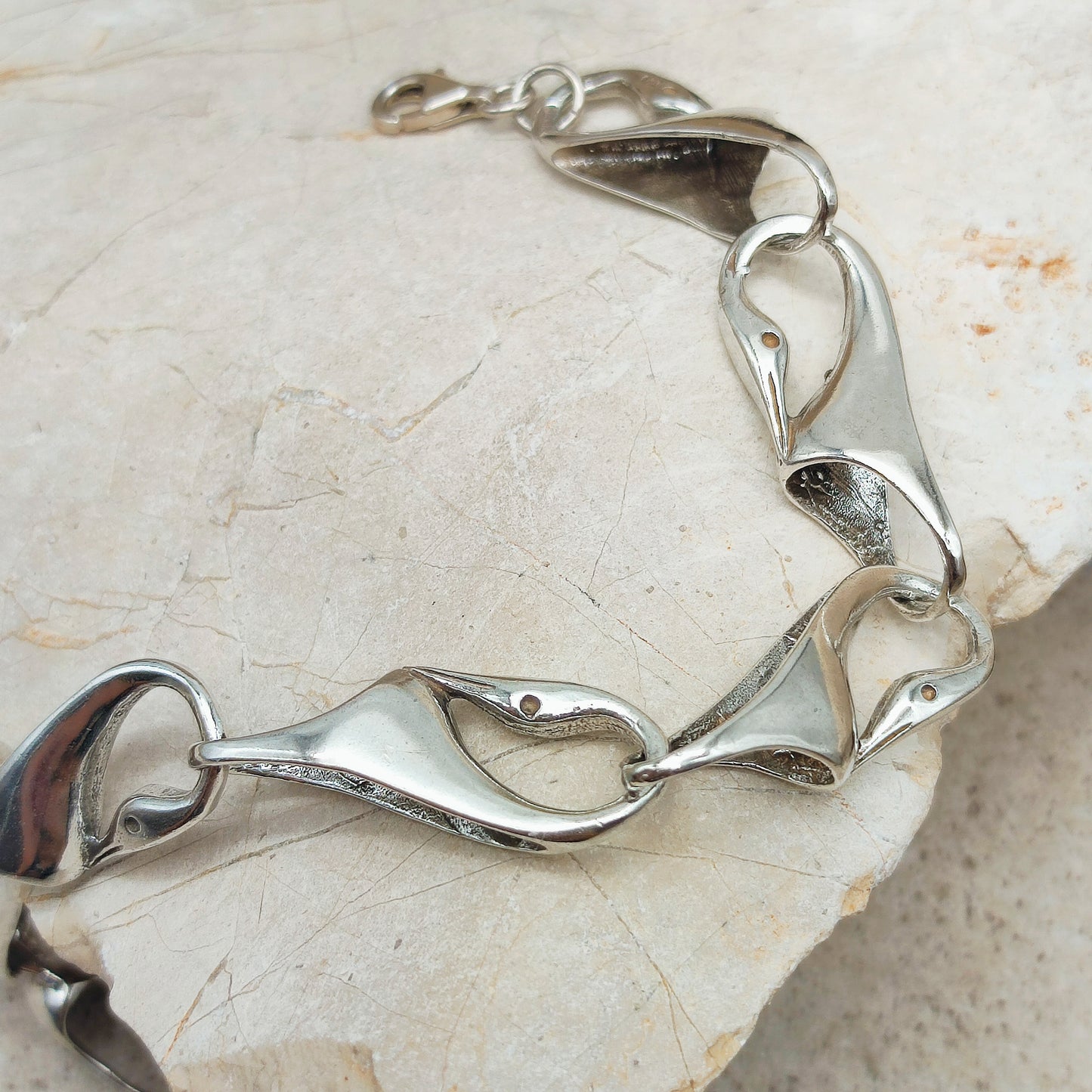 Silver Modernist Swan Bracelet by Brunel