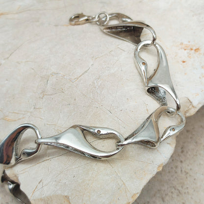Silver Modernist Swan Bracelet by Brunel