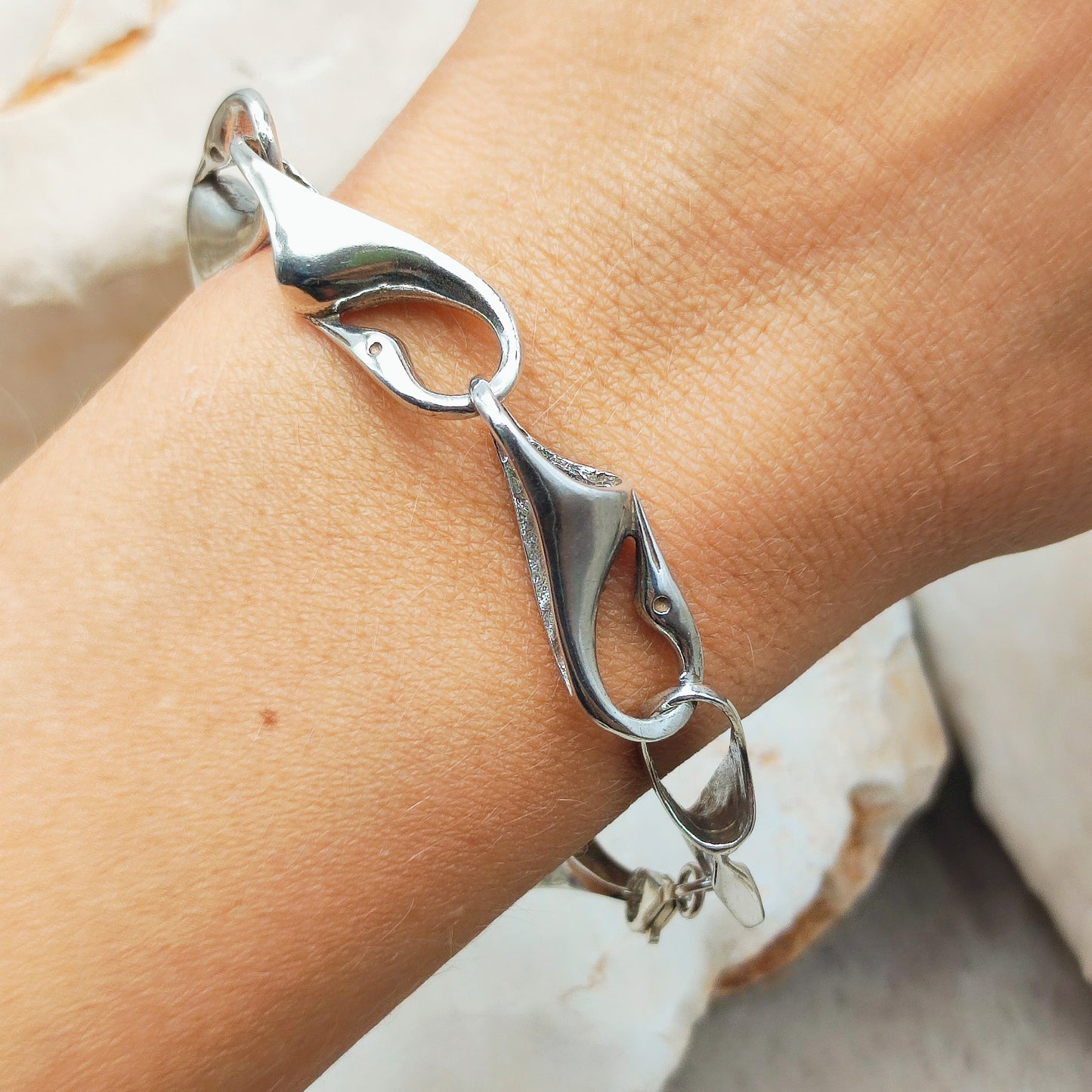 Silver Modernist Swan Bracelet by Brunel