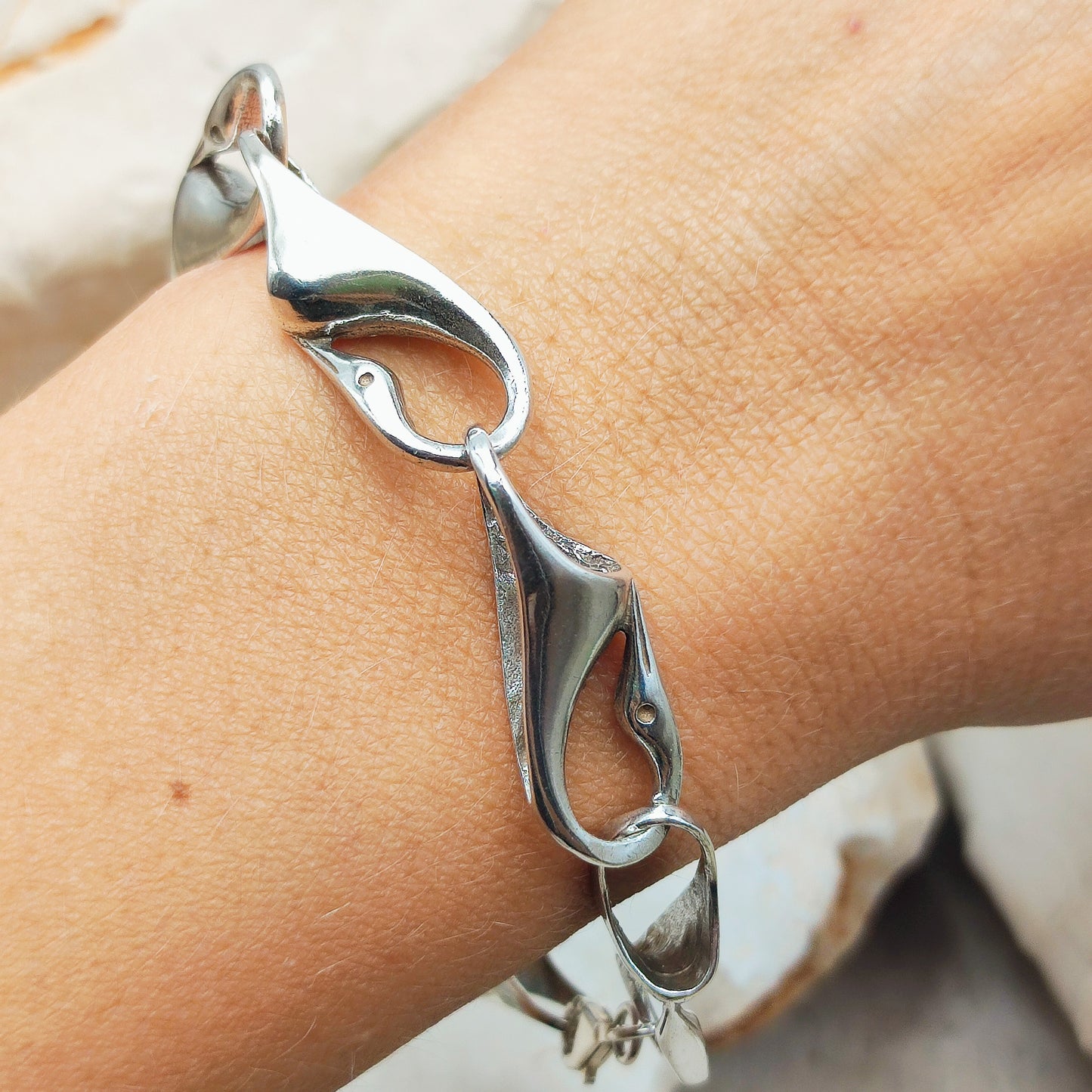 Silver Modernist Swan Bracelet by Brunel