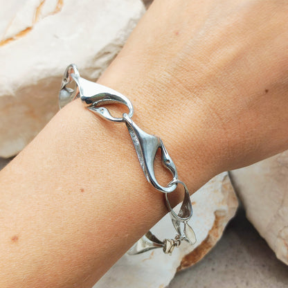 Silver Modernist Swan Bracelet by Brunel