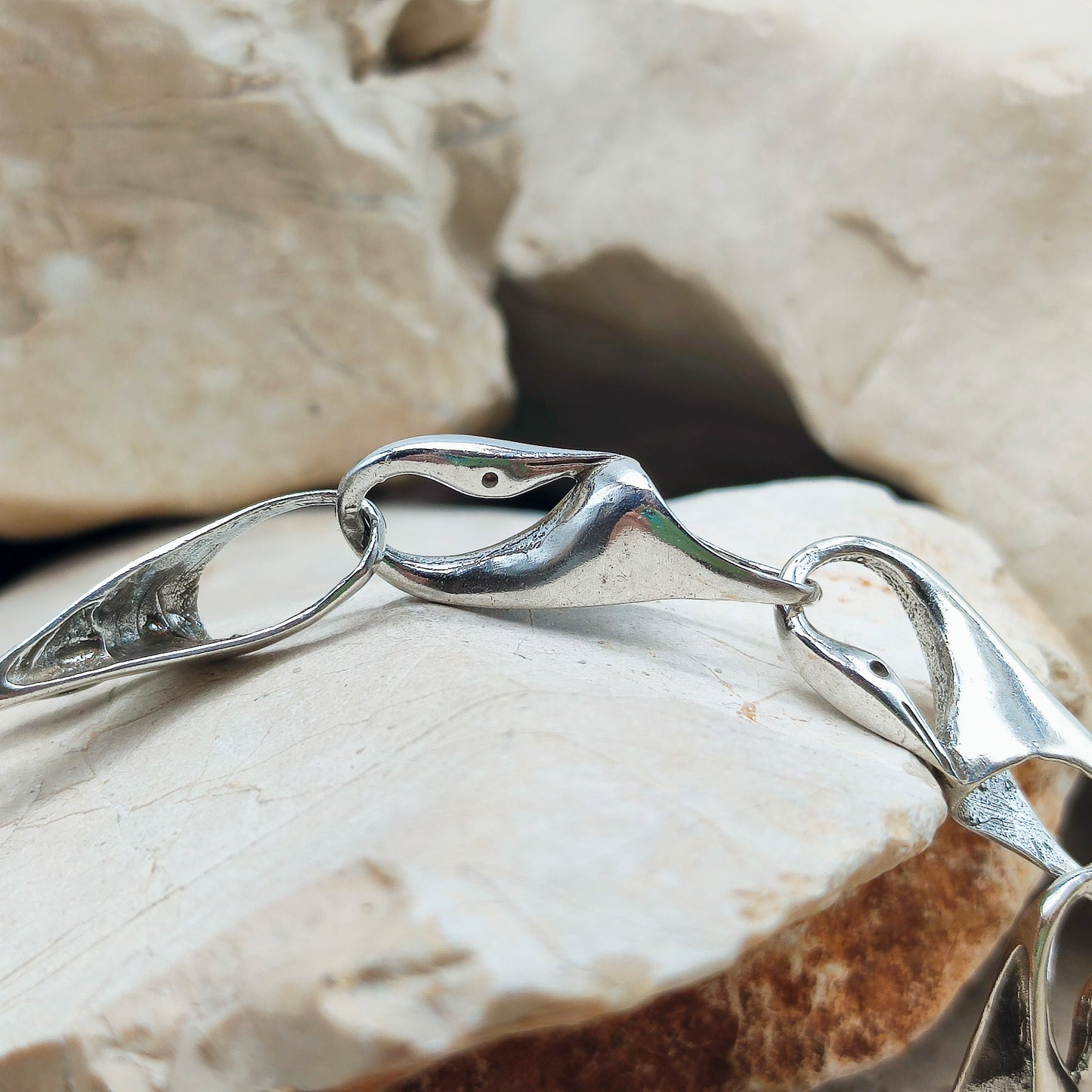 Silver Modernist Swan Bracelet by Brunel