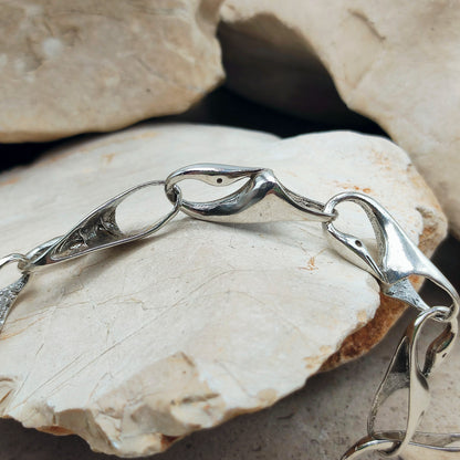 Silver Modernist Swan Bracelet by Brunel