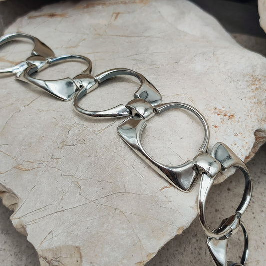 Silver Modernist link bracelet by Ottaviani
