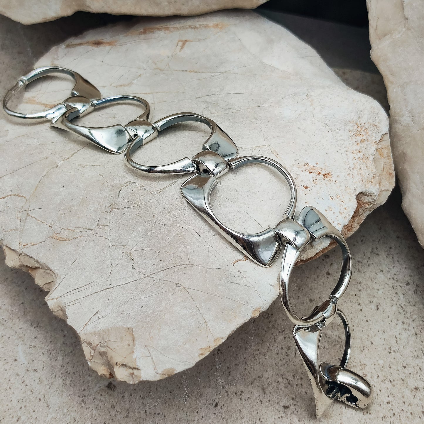 Silver Modernist link bracelet by Ottaviani