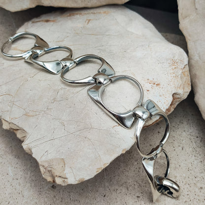 Silver Modernist link bracelet by Ottaviani