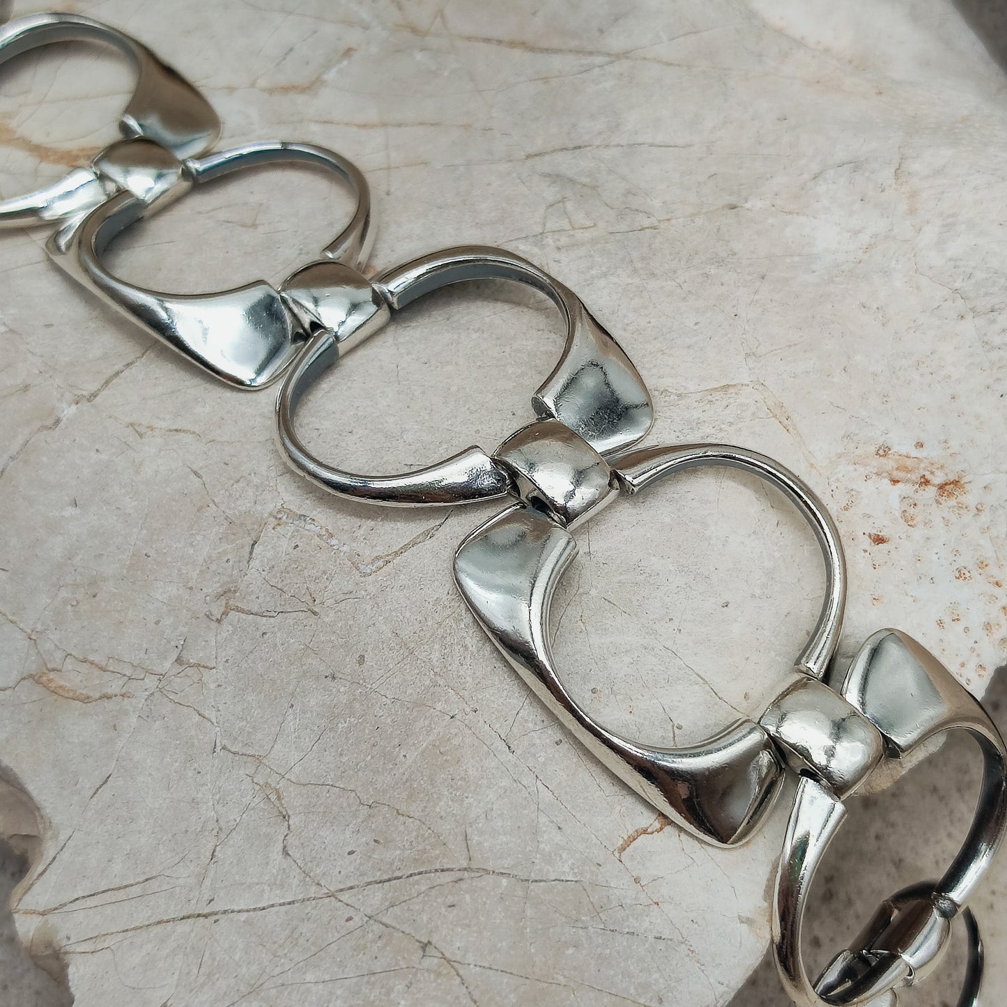 Silver Modernist link bracelet by Ottaviani