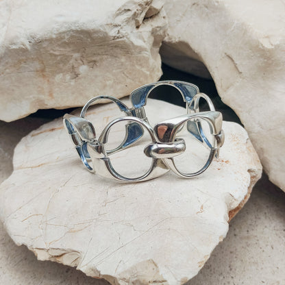 Silver Modernist link bracelet by Ottaviani