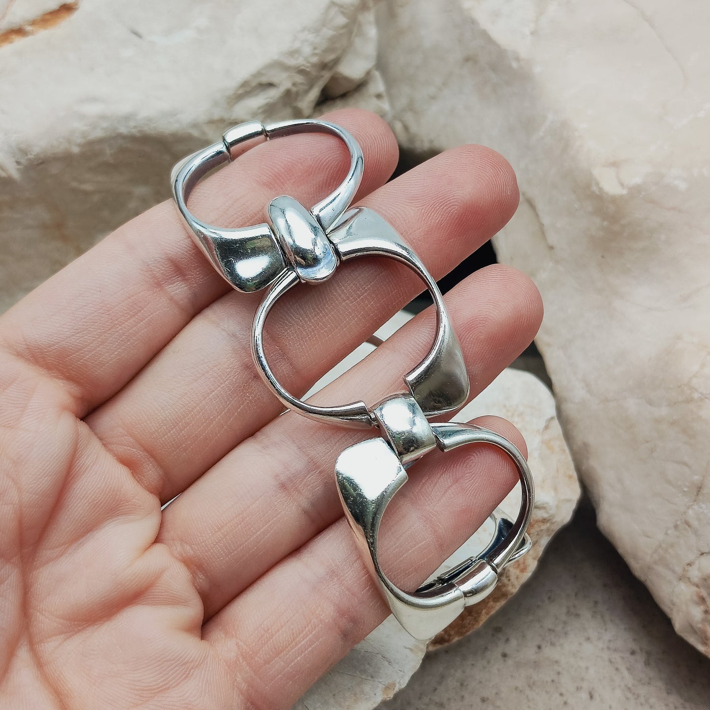 Silver Modernist link bracelet by Ottaviani