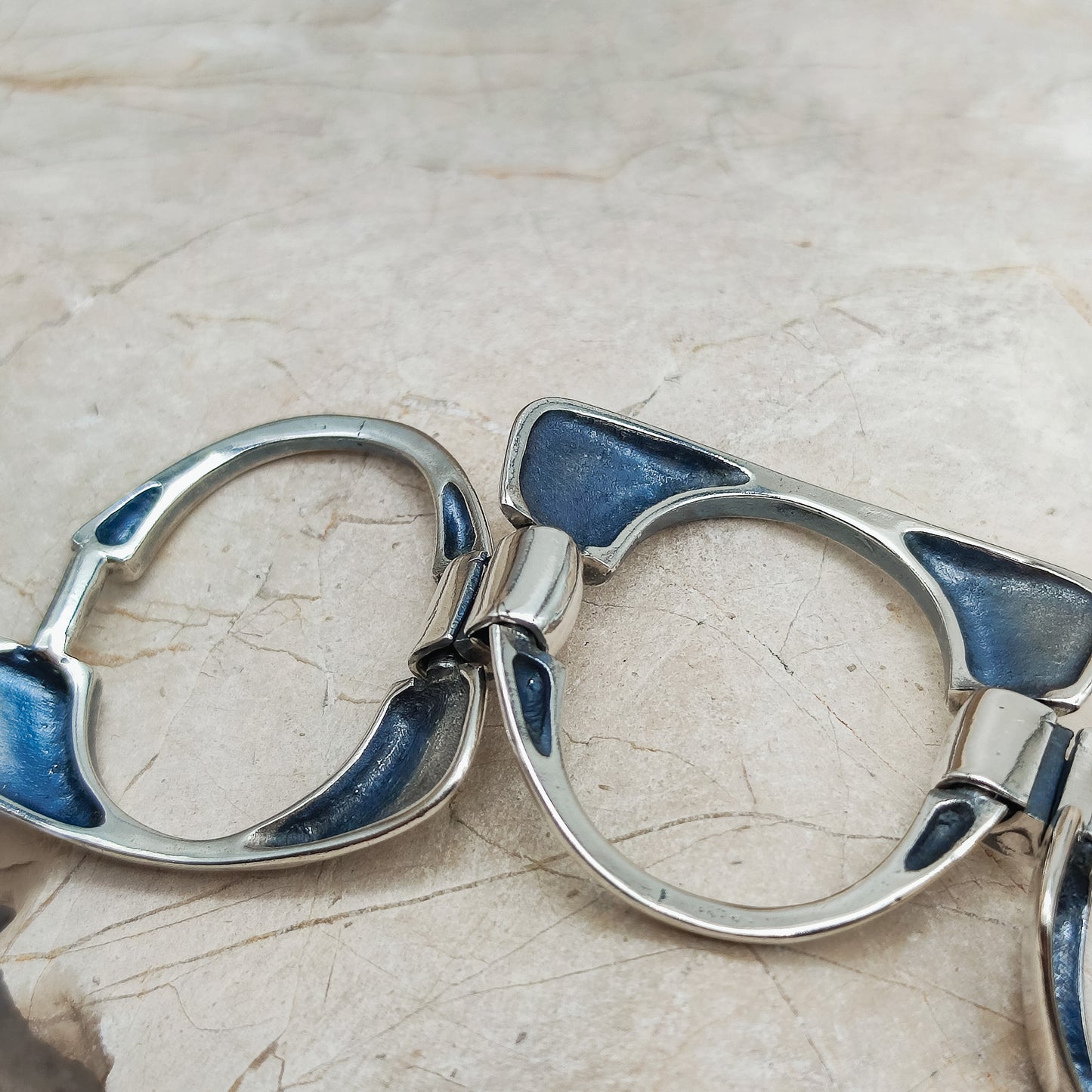 Silver Modernist link bracelet by Ottaviani