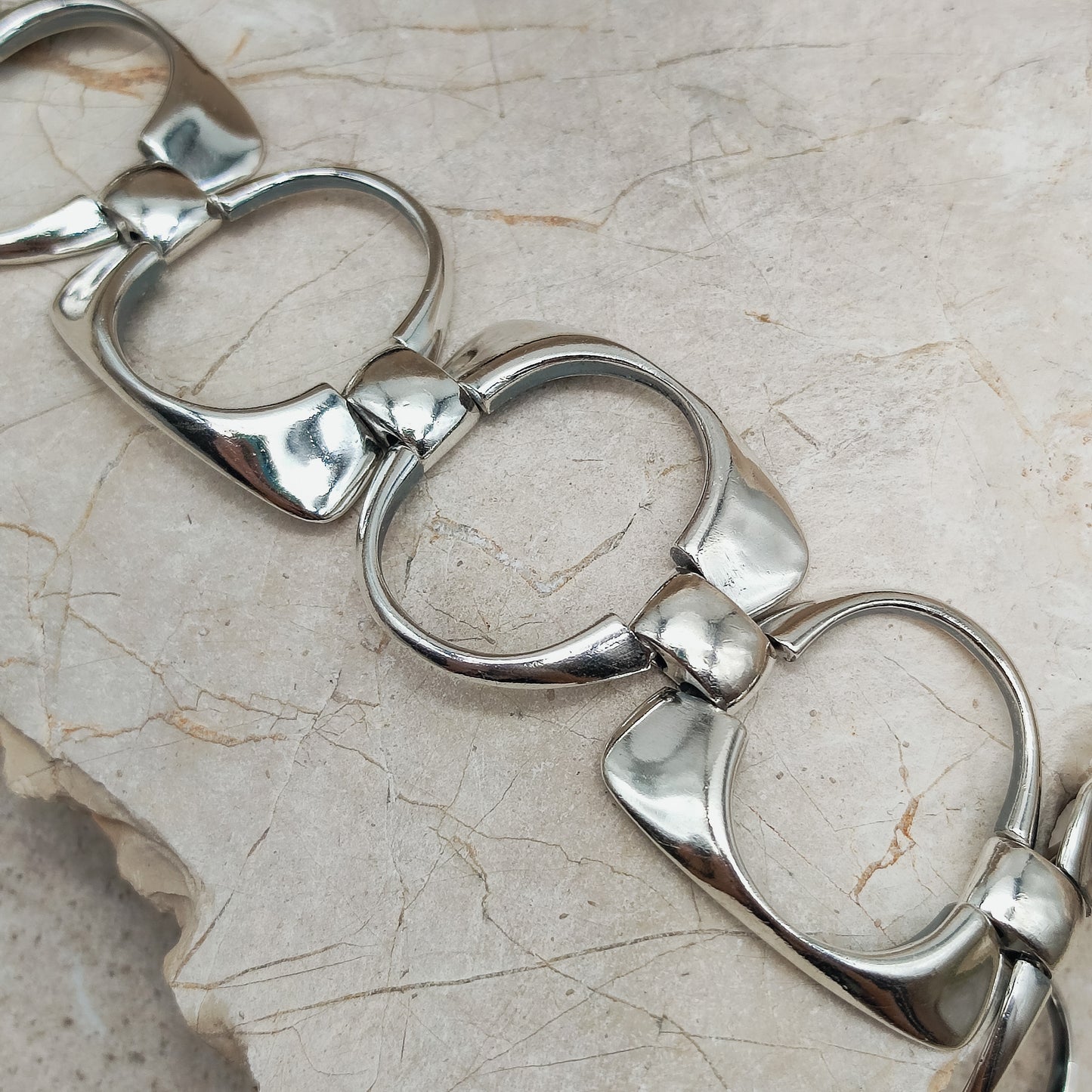 Silver Modernist link bracelet by Ottaviani