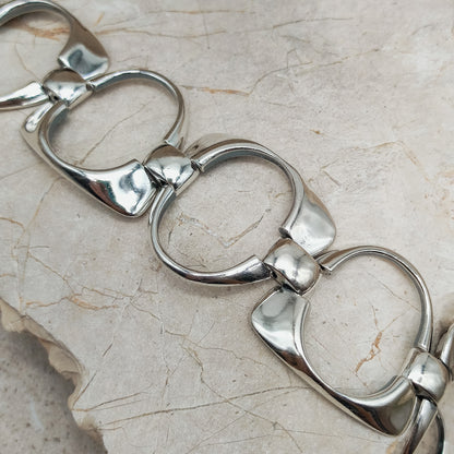 Silver Modernist link bracelet by Ottaviani