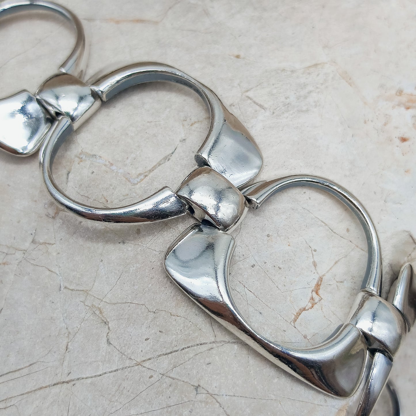 Silver Modernist link bracelet by Ottaviani