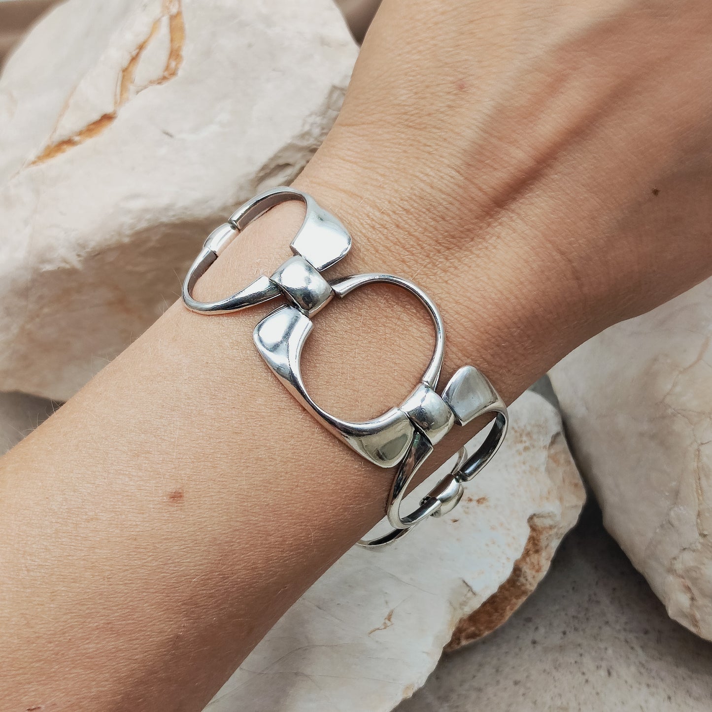 Silver Modernist link bracelet by Ottaviani