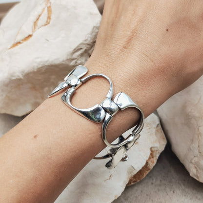 Silver Modernist link bracelet by Ottaviani
