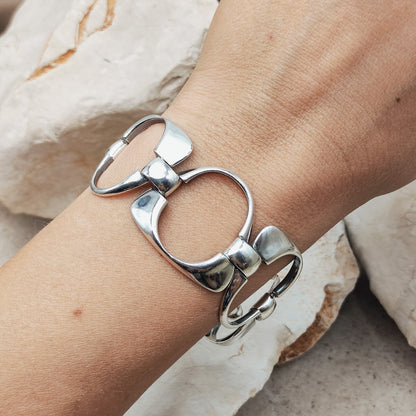 Silver Modernist link bracelet by Ottaviani