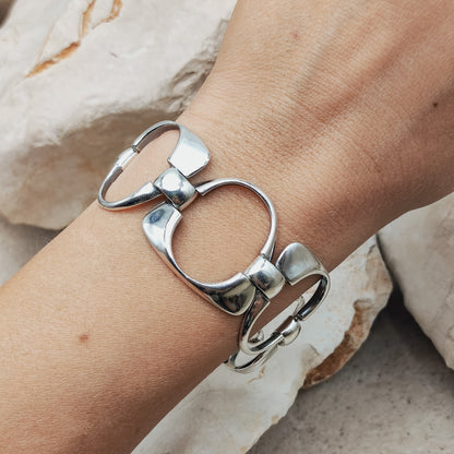 Silver Modernist link bracelet by Ottaviani