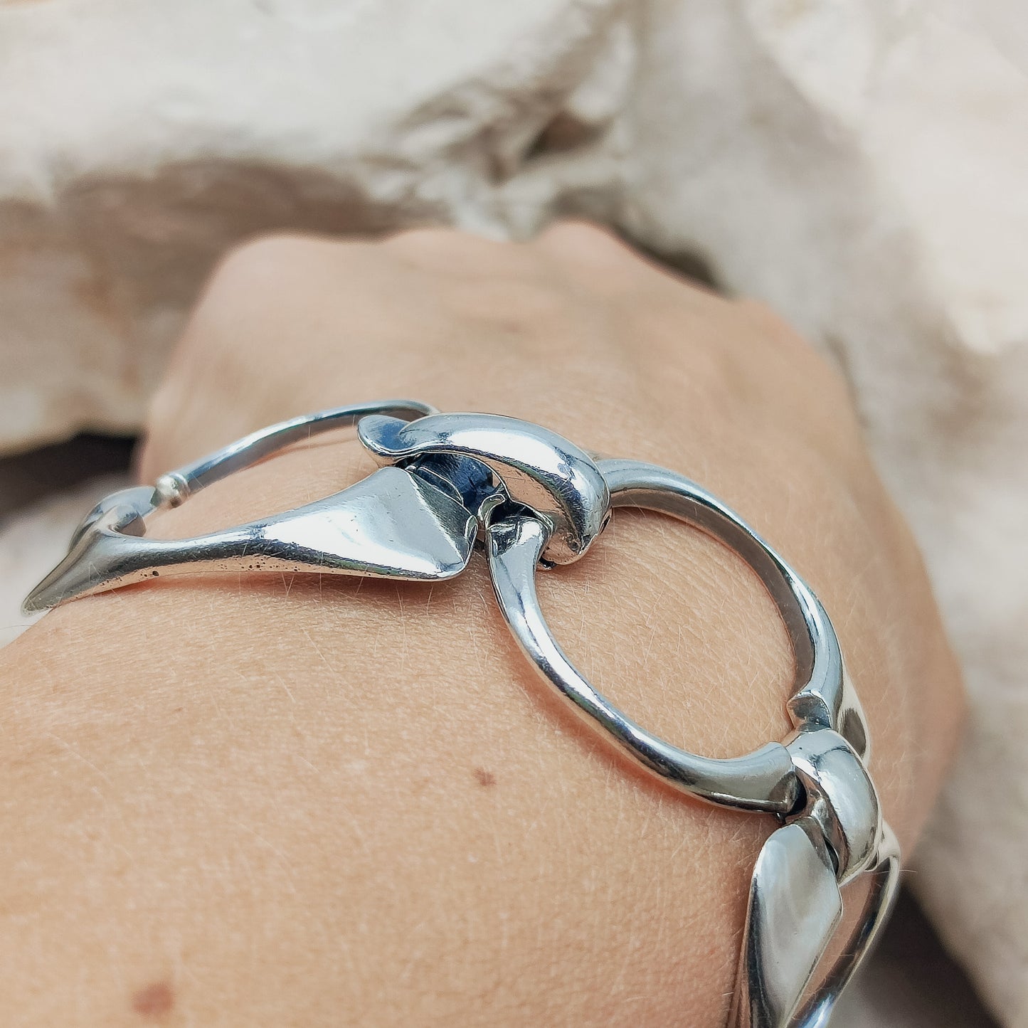 Silver Modernist link bracelet by Ottaviani