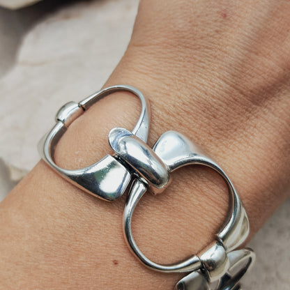 Silver Modernist link bracelet by Ottaviani