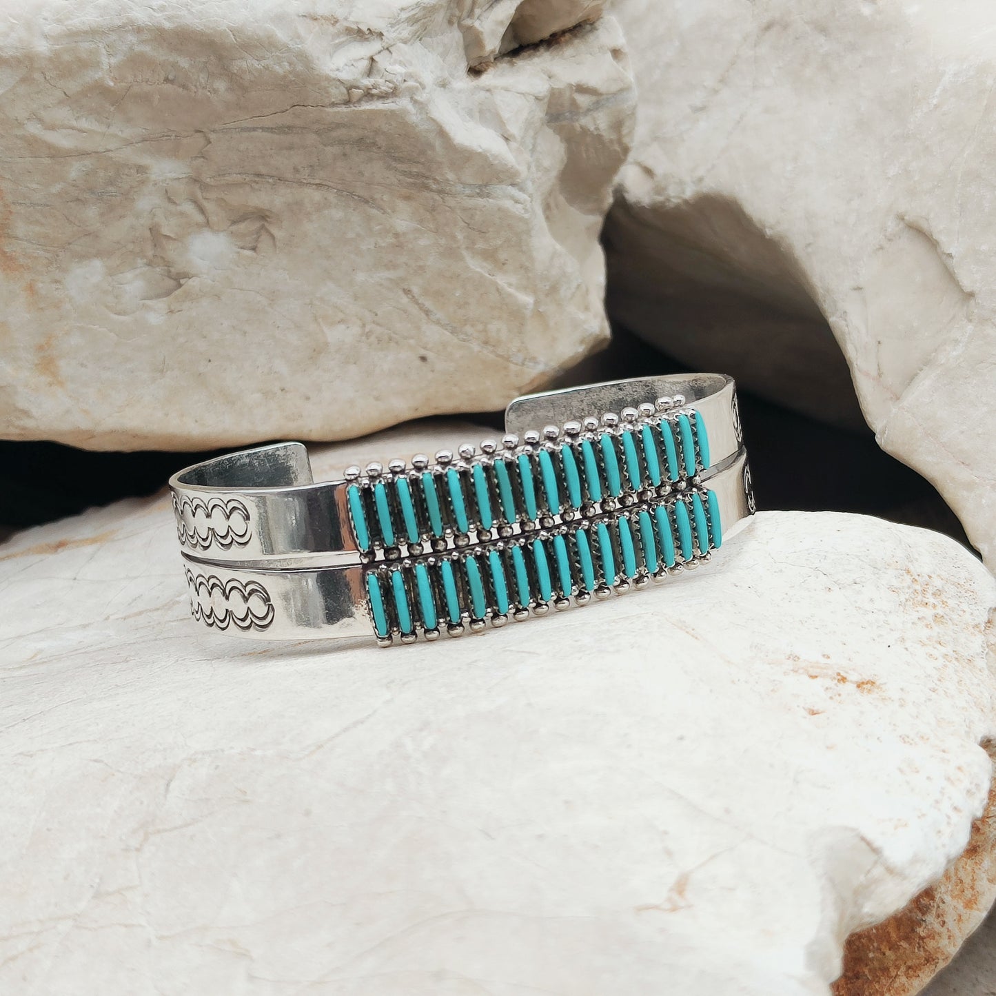 Zuni Turquoise Needlepoint Bracelet by Gloria Acque