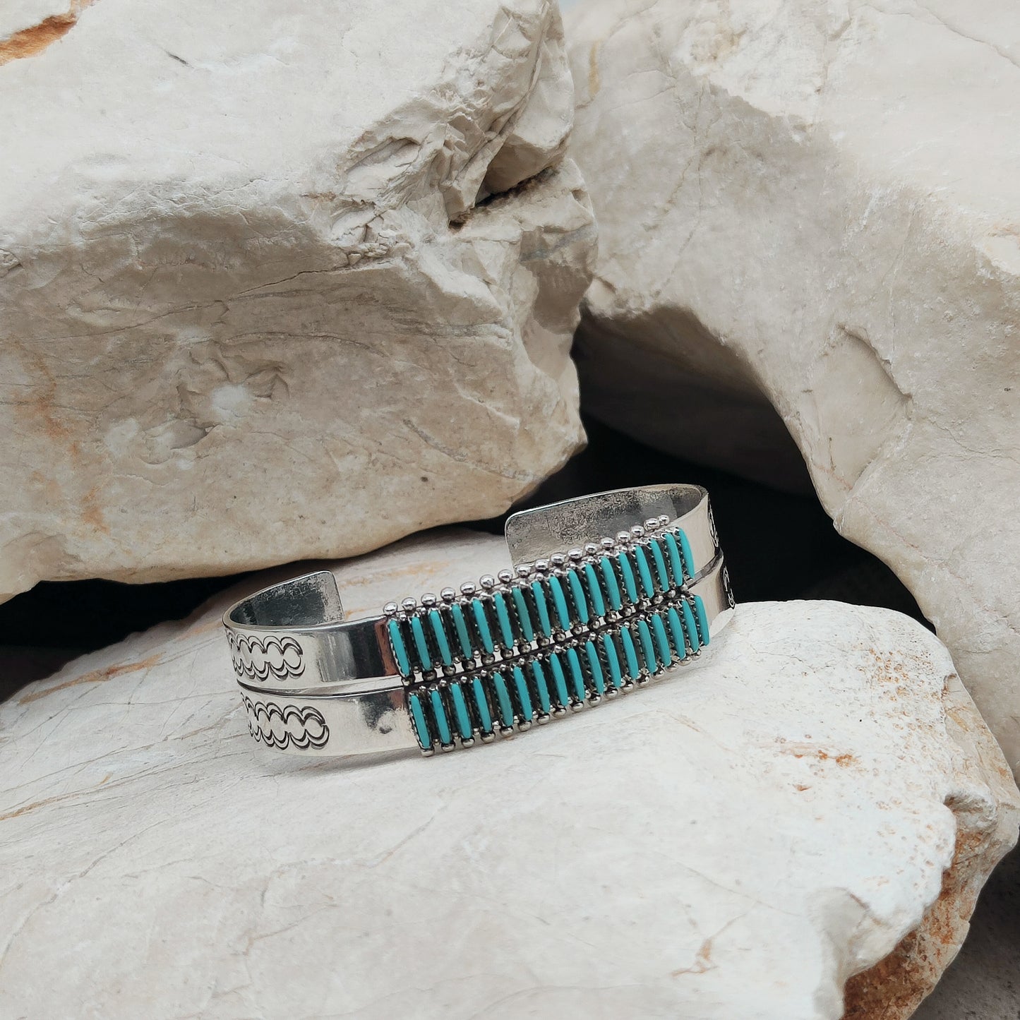 Zuni Turquoise Needlepoint Bracelet by Gloria Acque