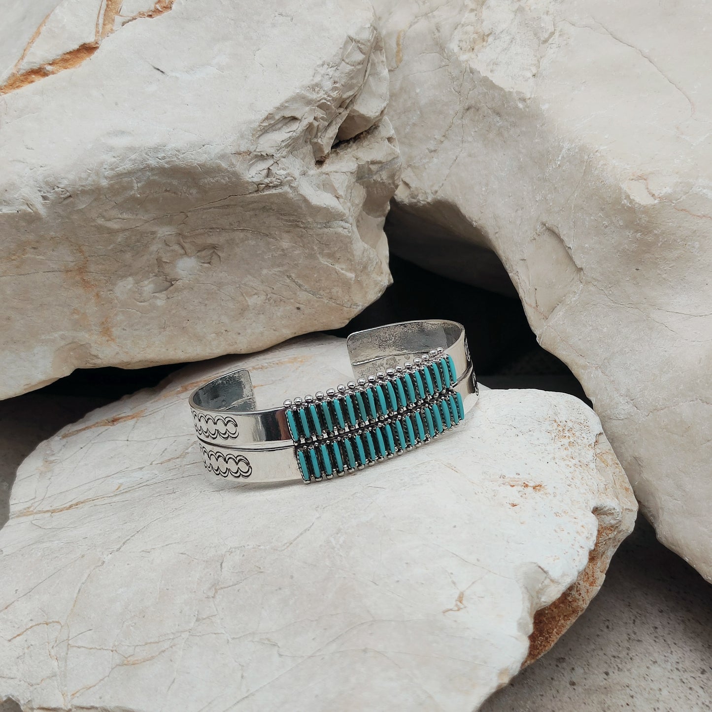 Zuni Turquoise Needlepoint Bracelet by Gloria Acque