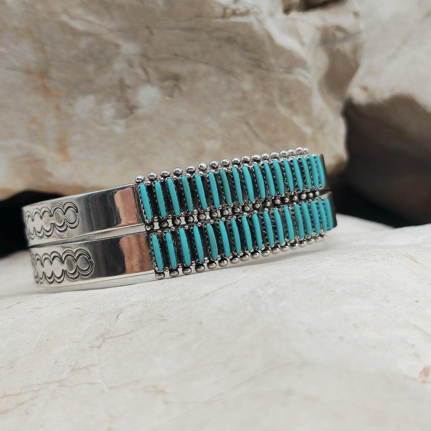 Zuni Turquoise Needlepoint Bracelet by Gloria Acque