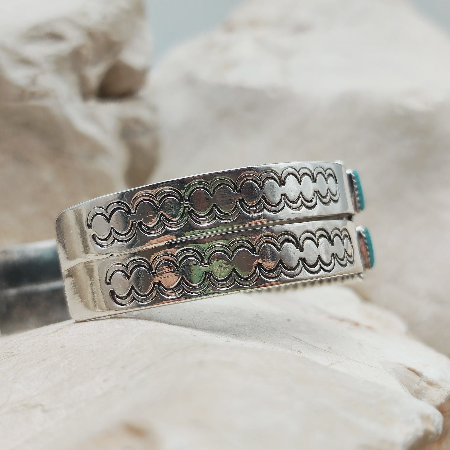 Zuni Turquoise Needlepoint Bracelet by Gloria Acque