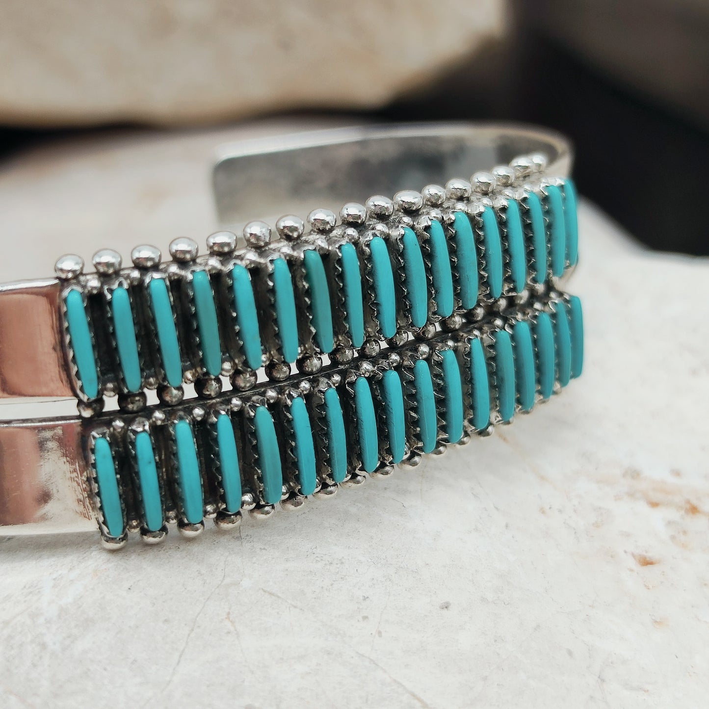 Zuni Turquoise Needlepoint Bracelet by Gloria Acque