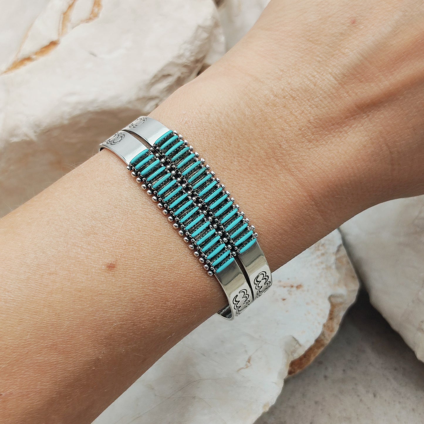 Zuni Turquoise Needlepoint Bracelet by Gloria Acque