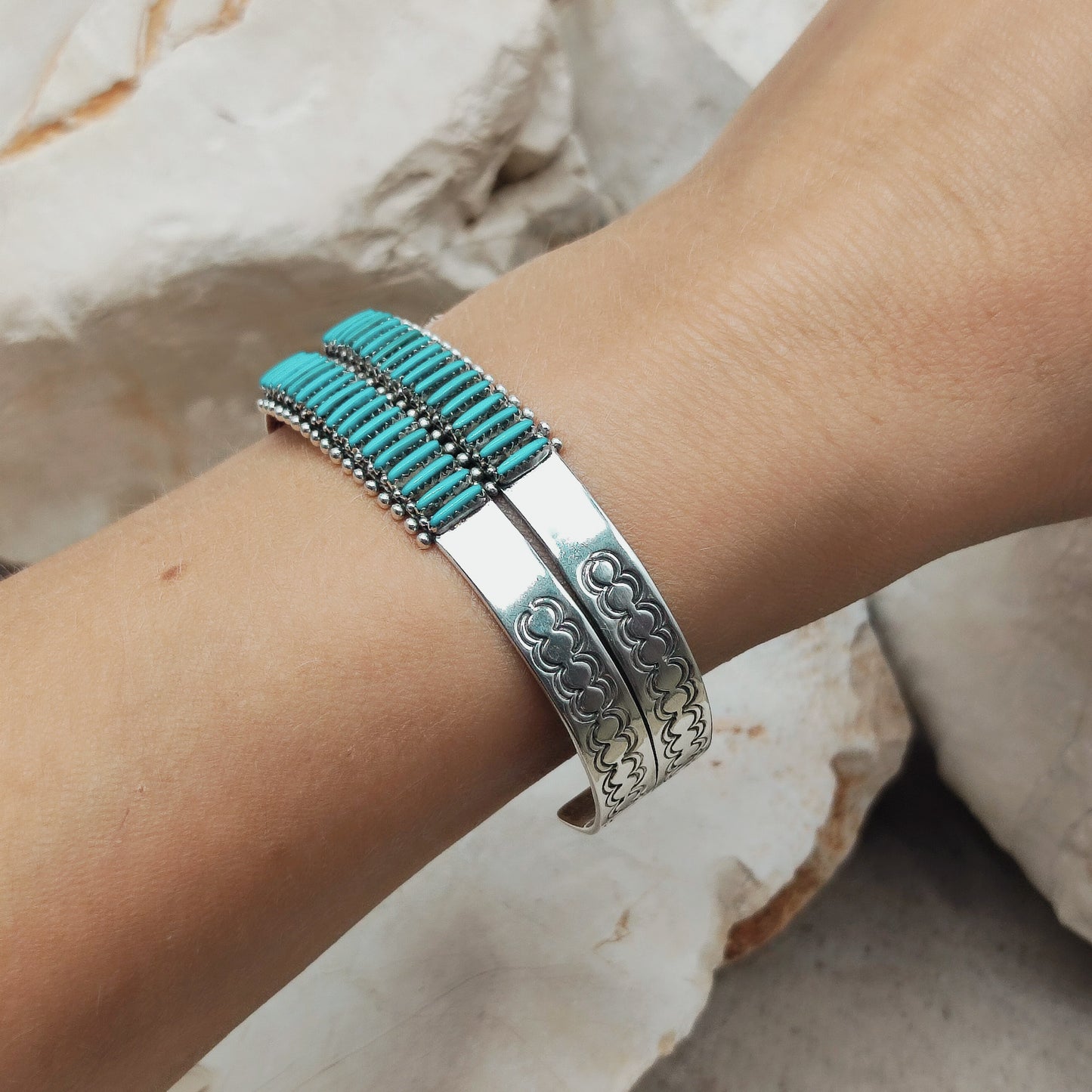 Zuni Turquoise Needlepoint Bracelet by Gloria Acque