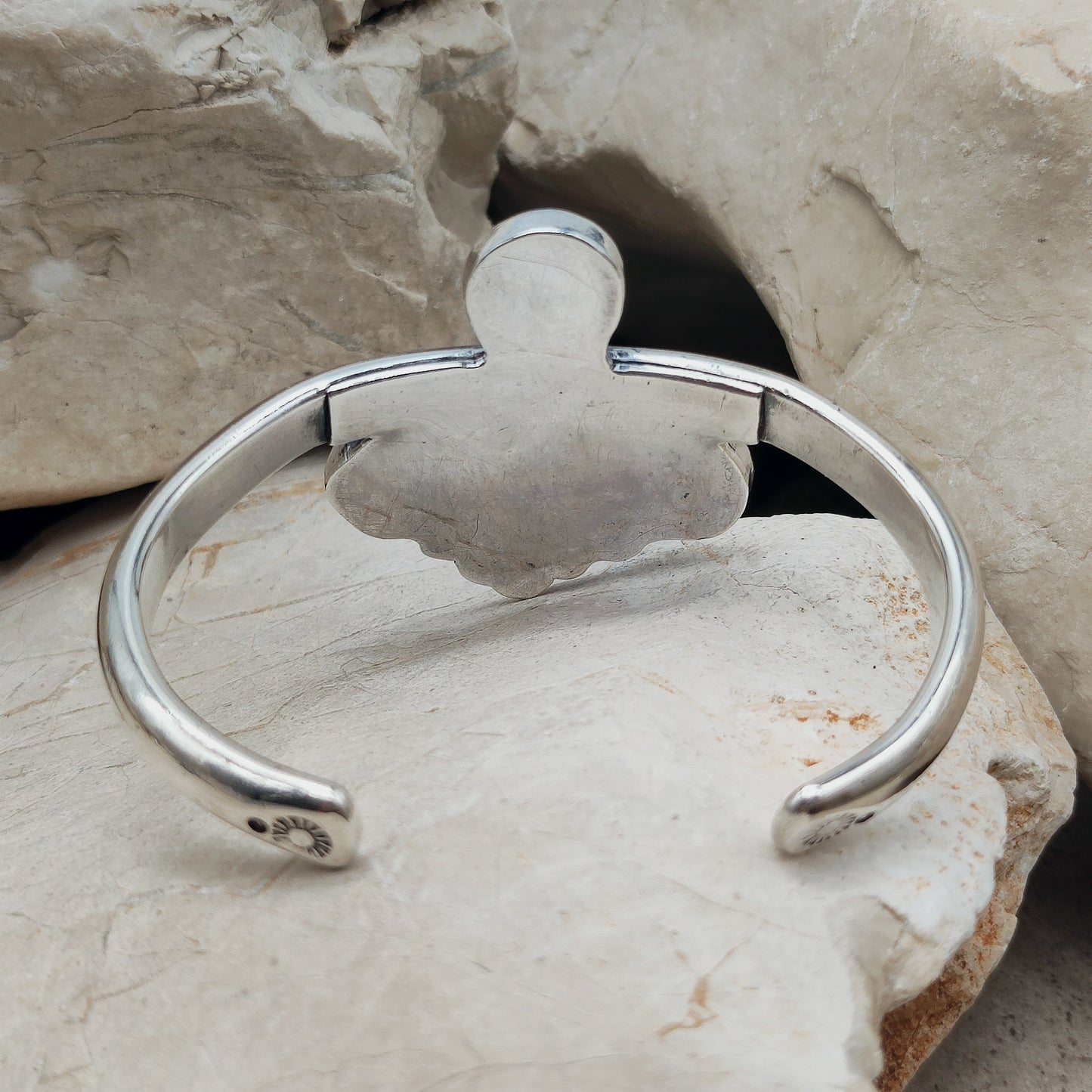 Silver cuff bracelet with Coral and Turquoise