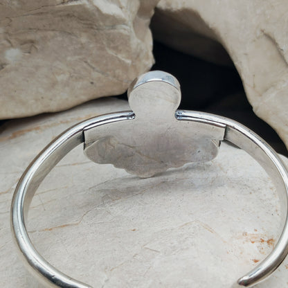 Silver cuff bracelet with Coral and Turquoise