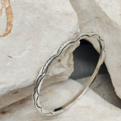 Sterling Silver Navajo Bangle by Tahe