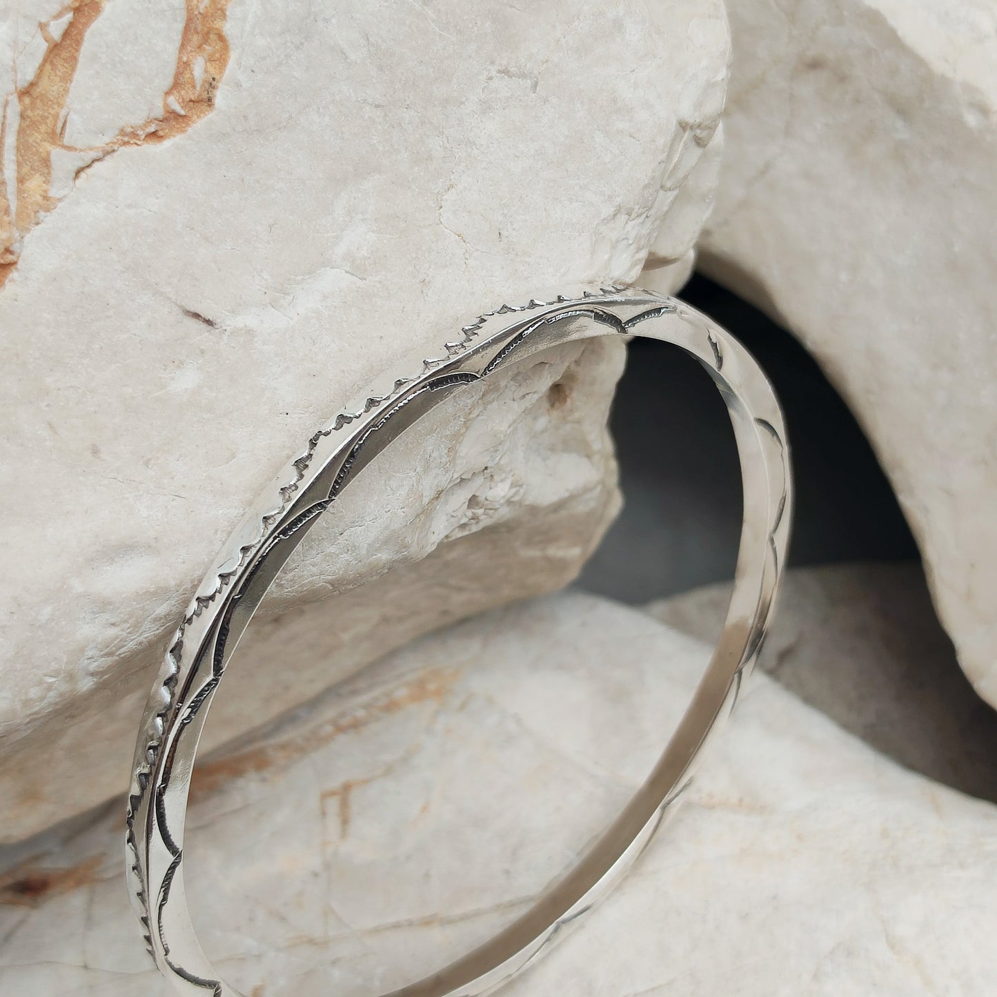 Sterling Silver Navajo Bangle by Tahe