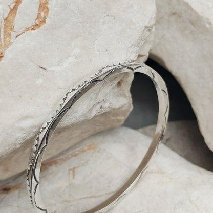 Sterling Silver Navajo Bangle by Tahe