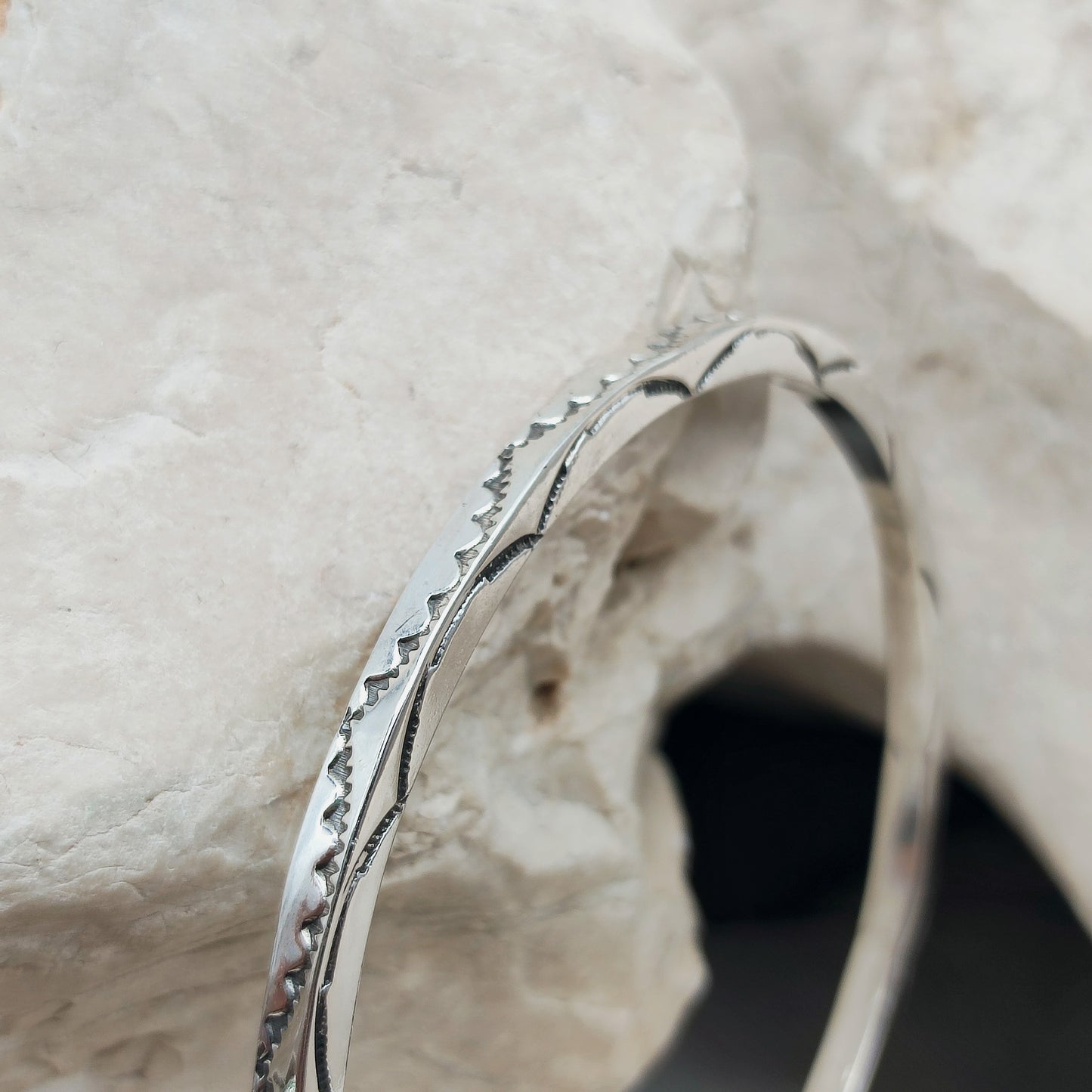 Sterling Silver Navajo Bangle by Tahe