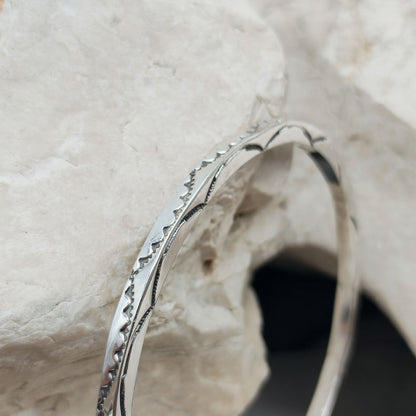 Sterling Silver Navajo Bangle by Tahe