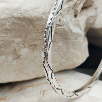 Sterling Silver Navajo Bangle by Tahe
