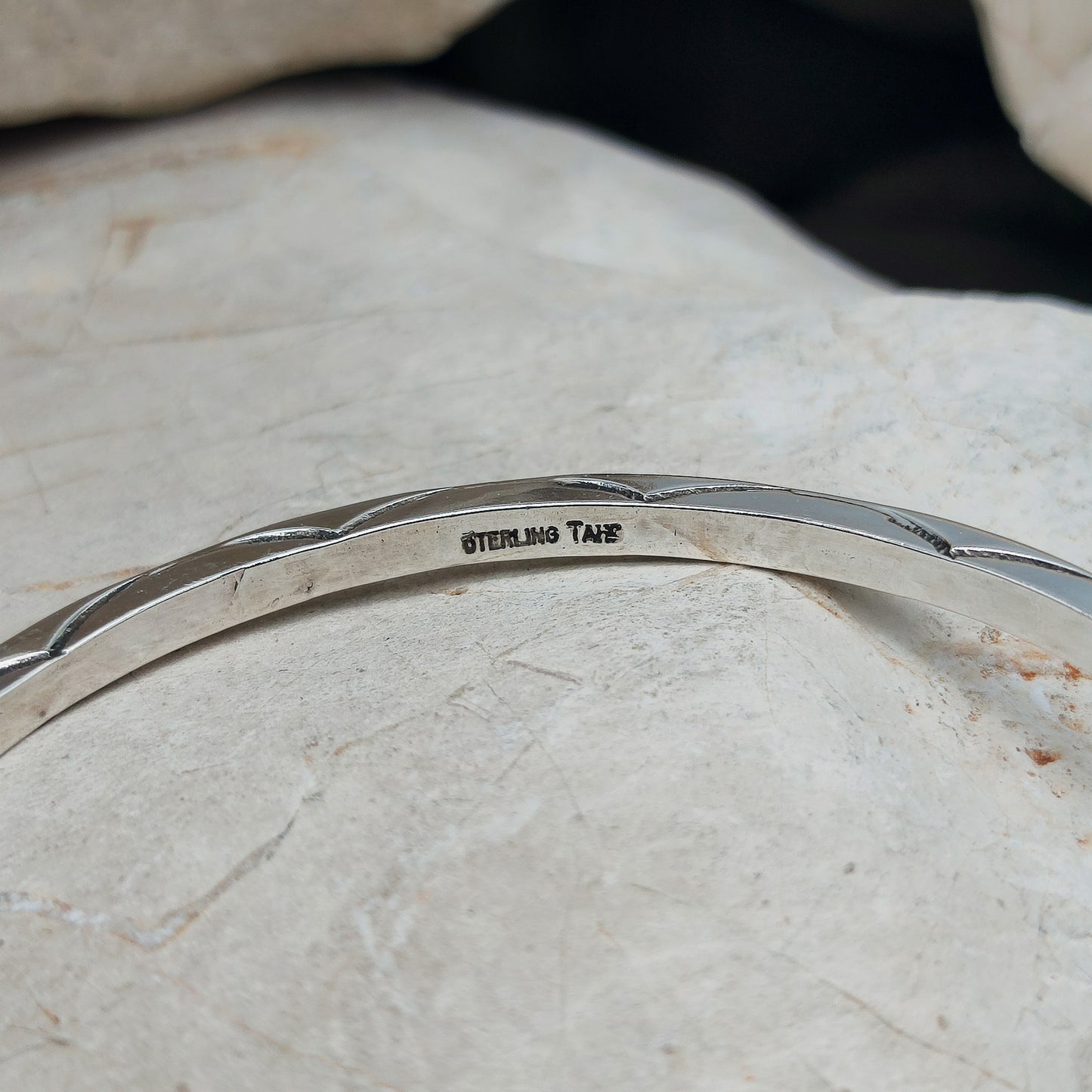 Sterling Silver Navajo Bangle by Tahe