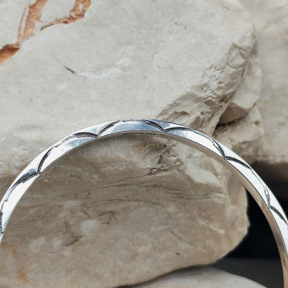Sterling Silver Navajo Bangle by Tahe