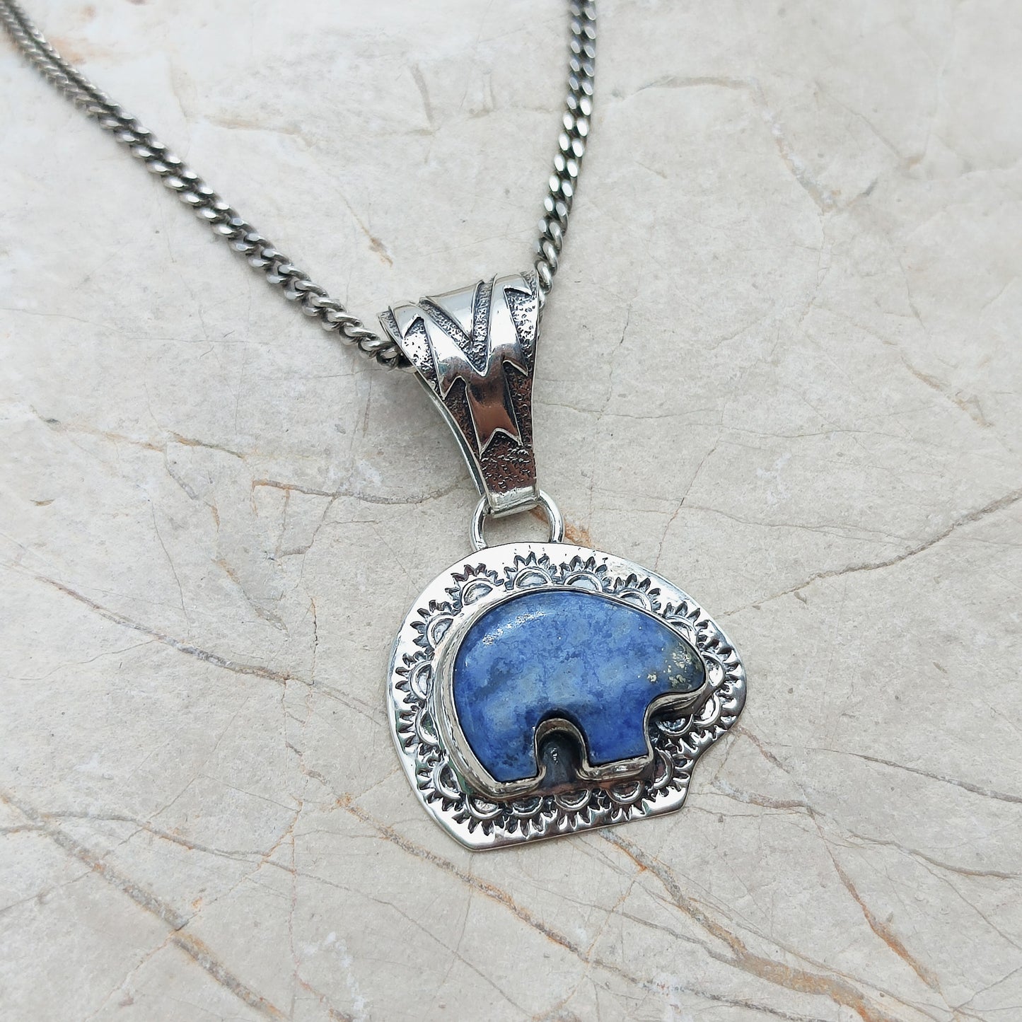 Bear Pendant by S.J. with Lapis Lazuli