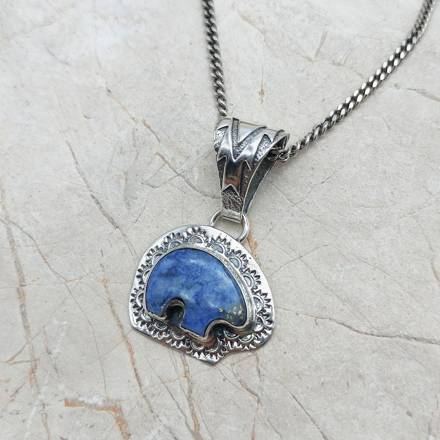 Bear Pendant by S.J. with Lapis Lazuli