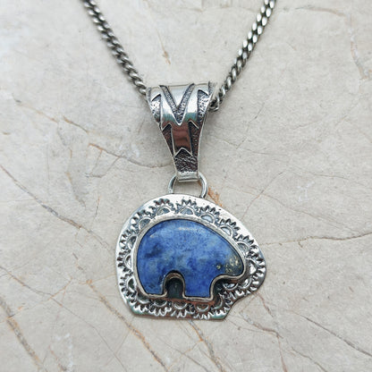 Bear Pendant by S.J. with Lapis Lazuli