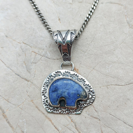 Bear Pendant by S.J. with Lapis Lazuli