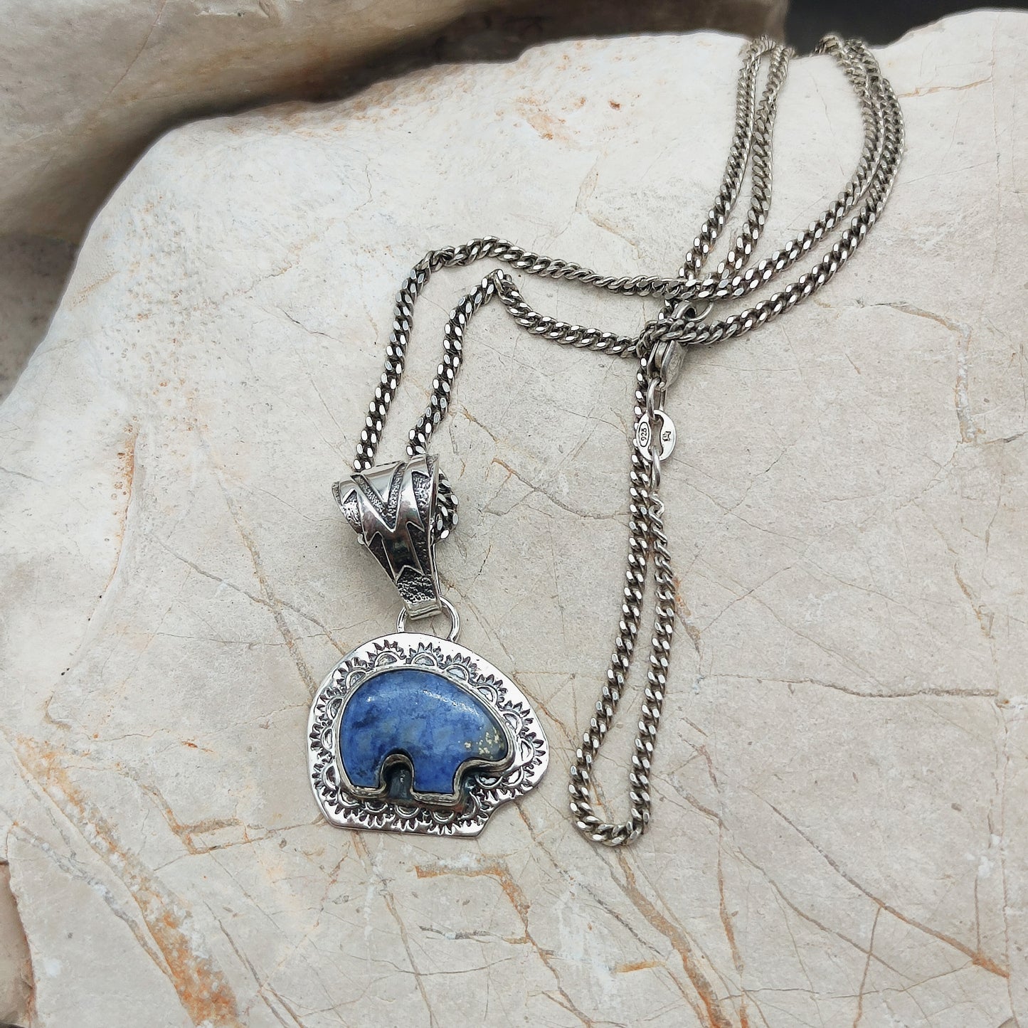 Bear Pendant by S.J. with Lapis Lazuli