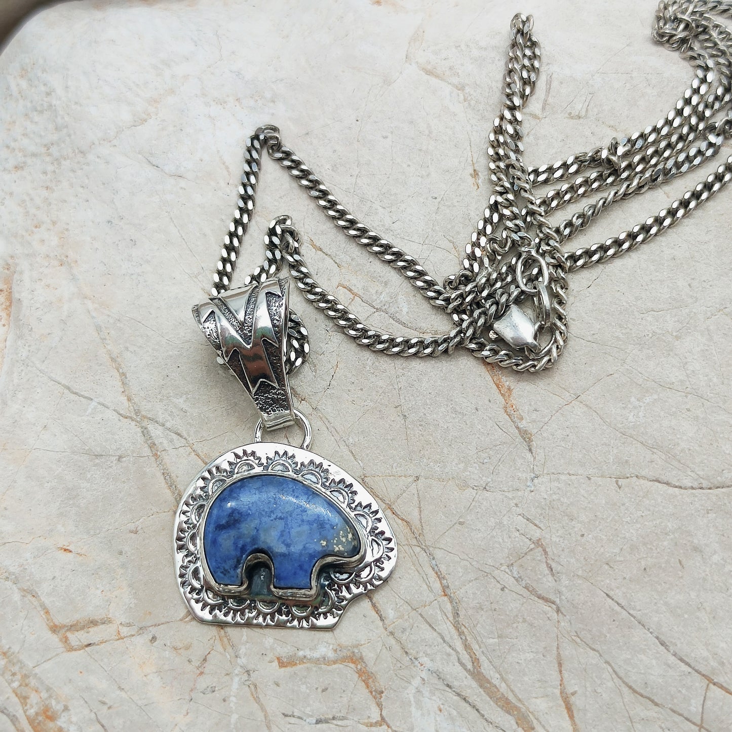 Bear Pendant by S.J. with Lapis Lazuli